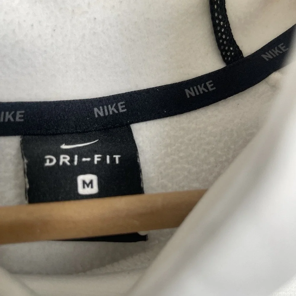 Nike Big Center Embroidered Blue Swoosh White Hoodie‎ Sweatshirt Medium